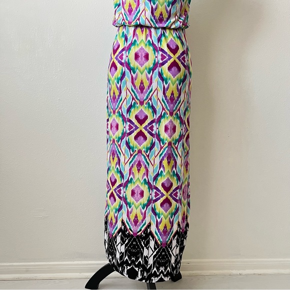 Shelby & Palmer Boho Multicolored Maxi High Low Blouson Sleeveless Dress - Picture 5 of 7